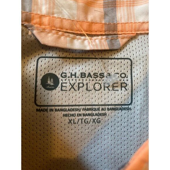NWT G.H. Bass & Co. Explorer, men's orange plaid short sleeve button down sz XL - Picture 7 of 8